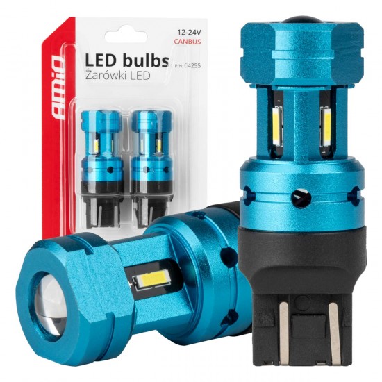 Set 2 becuri LED CANBUS T20 7443 W21/5W 4SMD 1860 Becuri albe 12V 24V AMIO-04255 Set 2 becuri LED CANBUS T20 7443 W21/5W 4SMD 1860 Becuri albe 12V 24V AMIO-04255