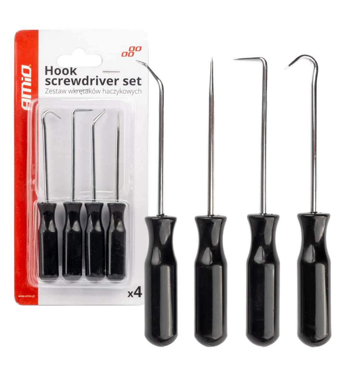 Set surubelnite cu cârlig4 buc. AMIO-04281 - AutoParadoxSystem.ro Produs - Set surubelnite cu cârlig4 buc. AMIO-04281 - AutoParadoxSystem.ro