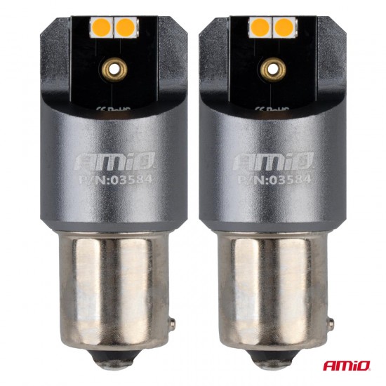 Set becuri CANBUS PRO PY21W 4x3030 becuri LED SMD portocaliu 12V 24V AMIO-03584 Set becuri CANBUS PRO PY21W 4x3030 becuri LED SMD portocaliu 12V 24V AMIO-03584