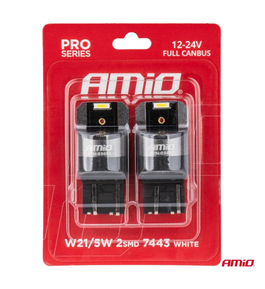 Produs - Set becuri FULL CANBUS PRO W21/5W 2x1860 SMD alb 12V 24V AMIO-03601 - AutoParadoxSystem.ro