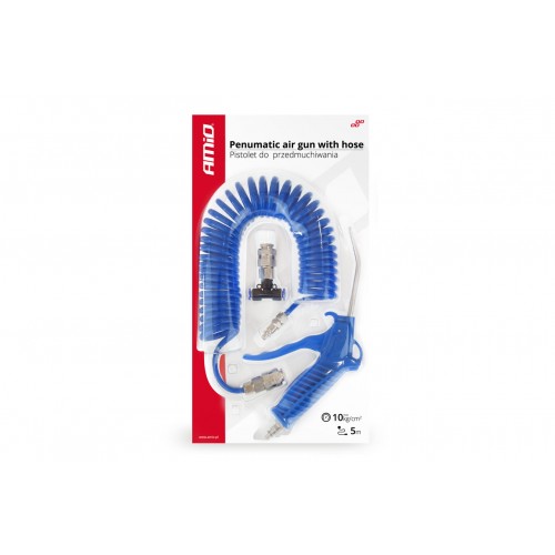 Pistol aer cu furtun albastru si terminale T 10 ATM