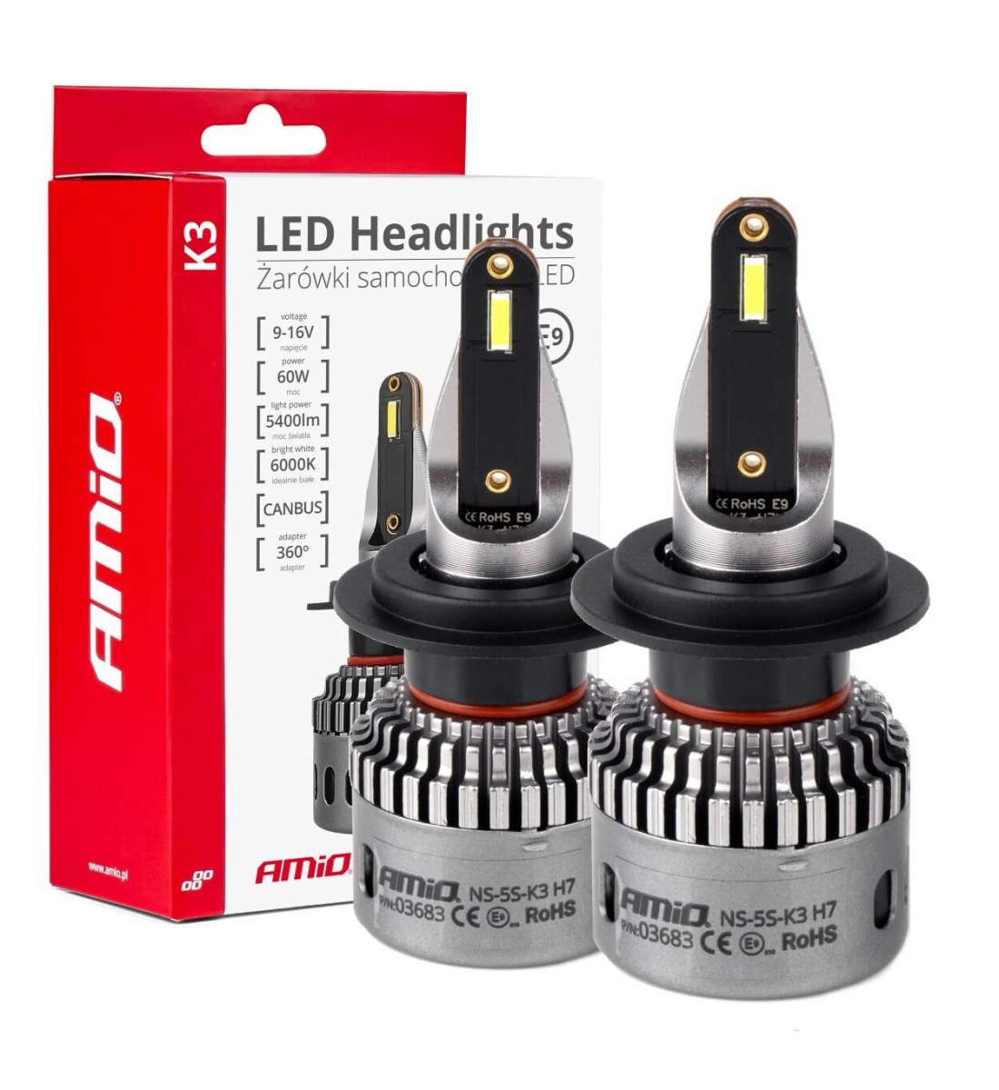 Set Becuri auto , seria K3 H7/H18 12V 6000K Canbus AMIO-03683 Set Becuri auto , seria K3 H7/H18 12V 6000K Canbus AMIO-03683