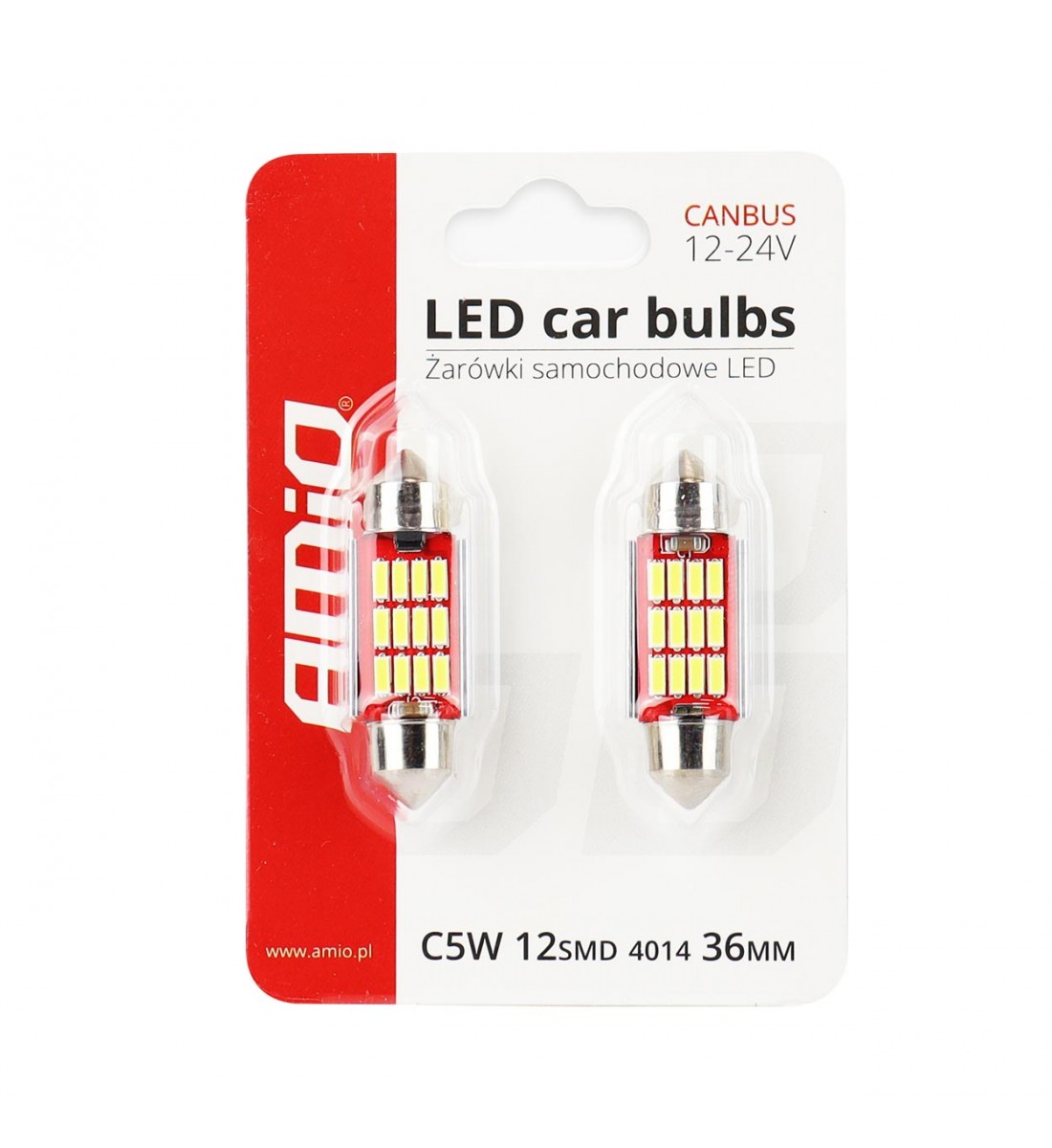 Set 2 Becuri CANBUS 4014 12SMD Festoon C5W C10W C3W 36mm Alb 12V 24V 