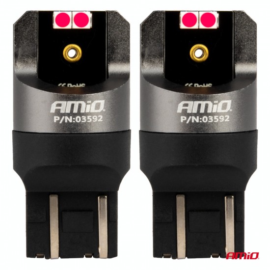 Becuri T10 CANBUS seria PRO W21/5W 4x3030 SMD Roșu 12V 24V AMIO-03592 Becuri T10 CANBUS seria PRO W21/5W 4x3030 SMD Roșu 12V 24V AMIO-03592