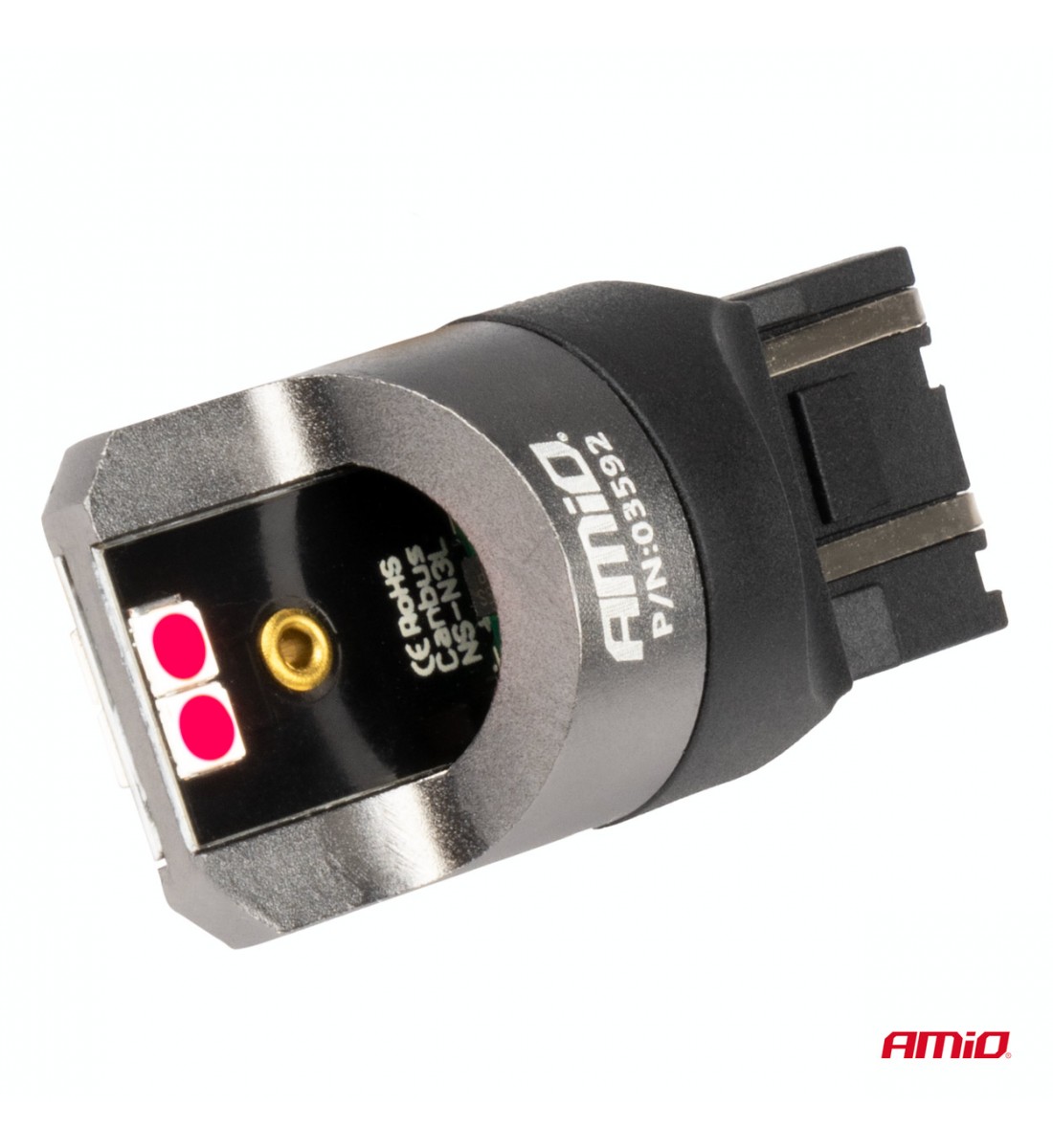 Becuri T10 CANBUS seria PRO W21/5W 4x3030 SMD Roșu 12V 24V AMIO-03592