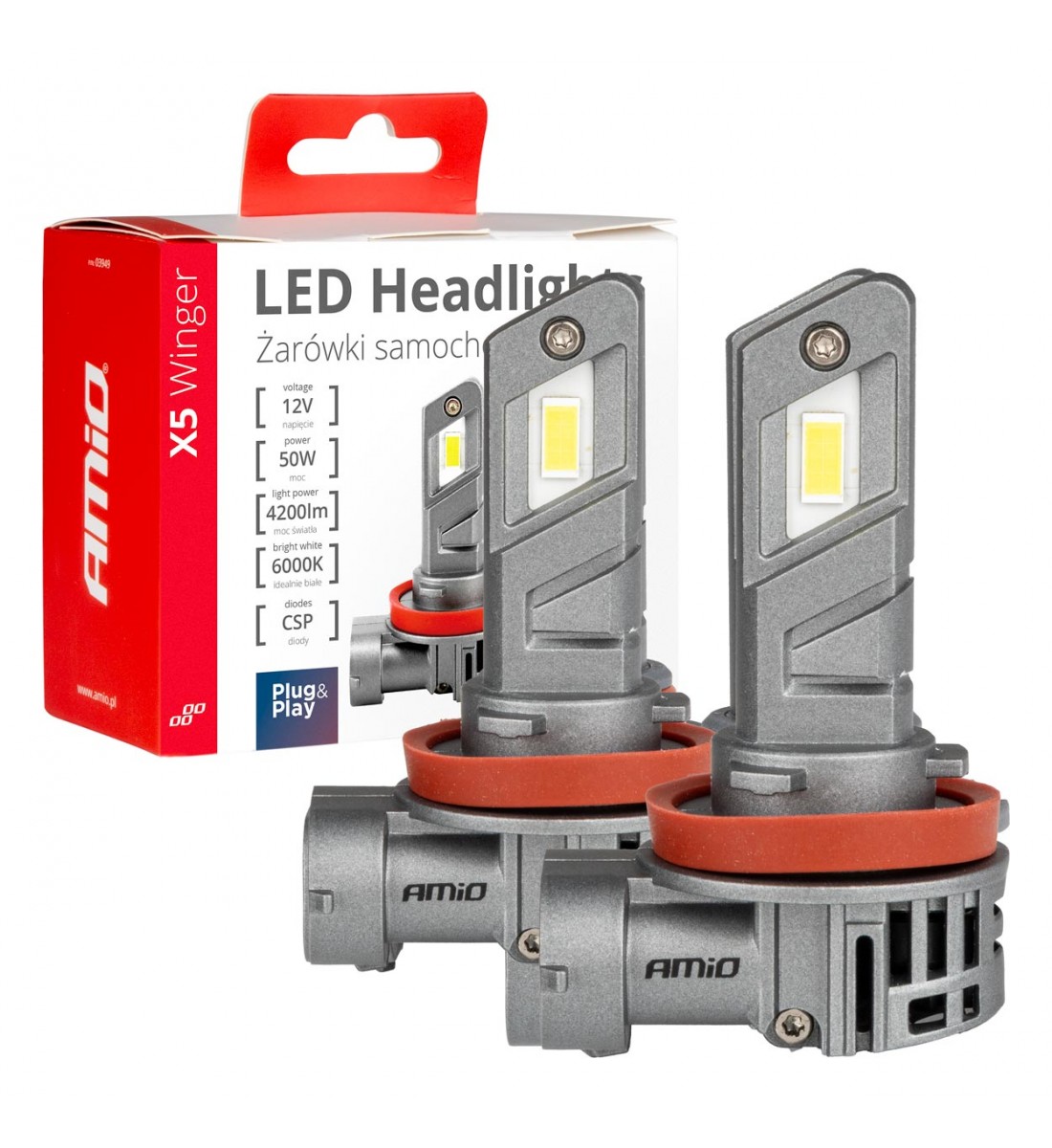 Set Becuri auto seria X5 Winger H8 H9 H11 6000K Canbus AMIO-03947 Set Becuri auto seria X5 Winger H8 H9 H11 6000K Canbus AMIO-03947
