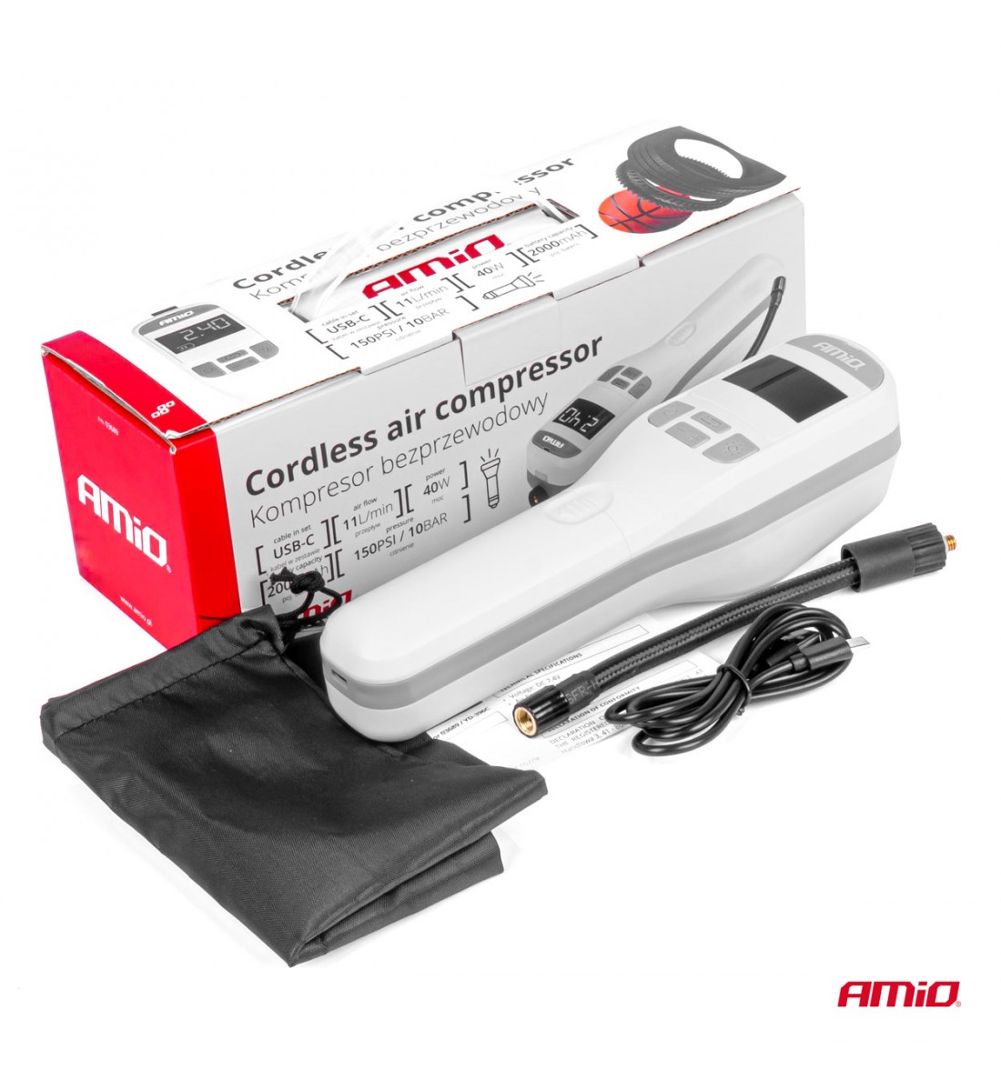 Pompa electrica pentru bicicleta compresor auto fara fir 40W ACOMP-19 AMIO-03689