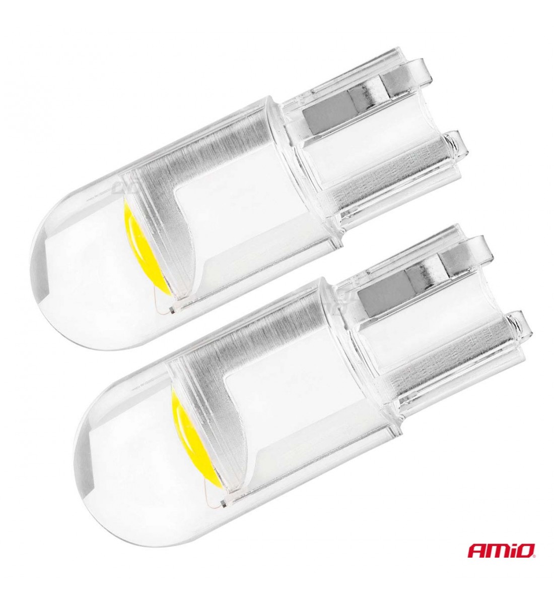 Set becuri auto T10 W5W COB HPC 12V Alb transparent AMIO-02645