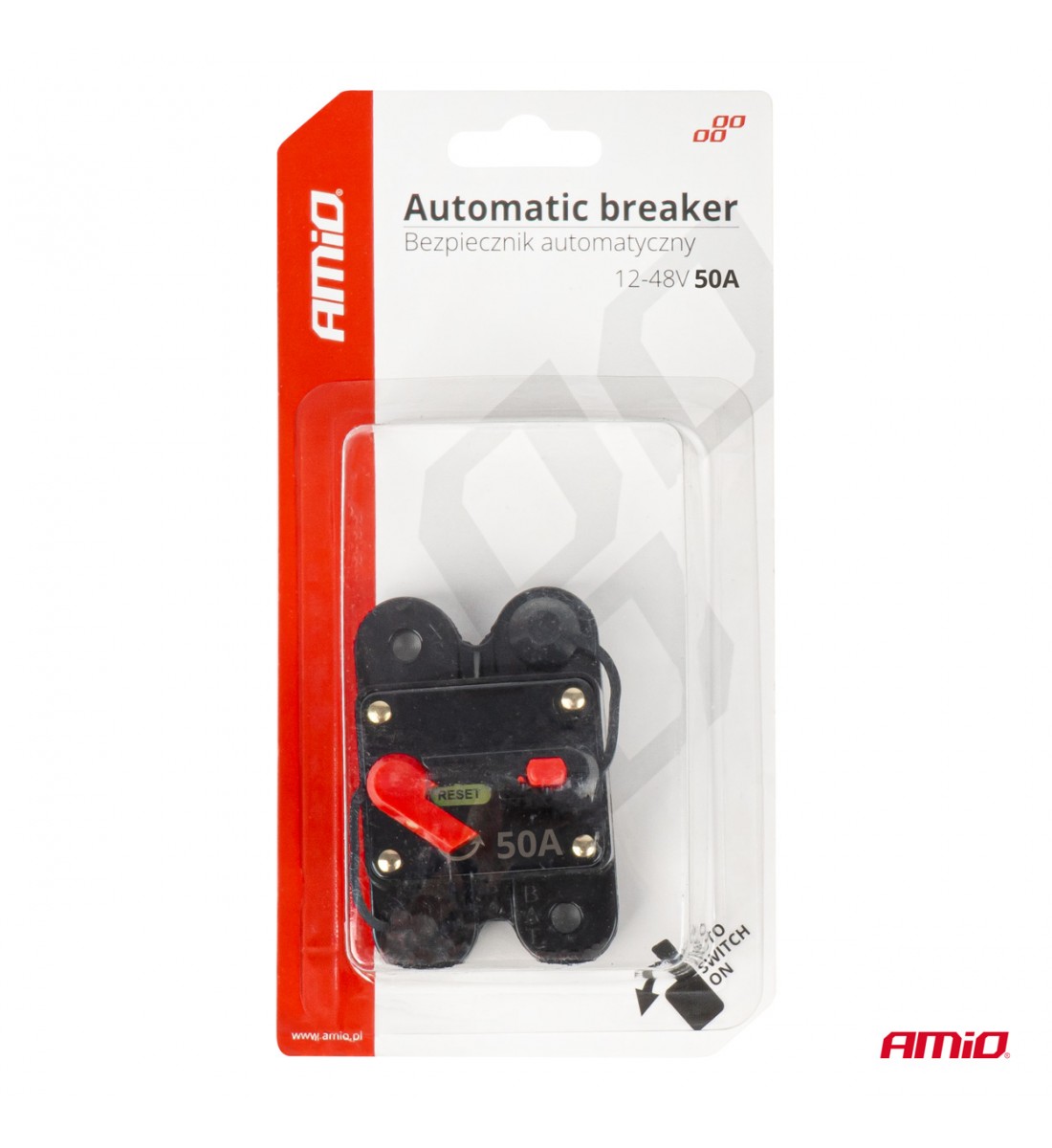 Siguranta automata auto 50A 12V 24V 48V AMIO-03825 Siguranta automata auto 50A 12V 24V 48V AMIO-03825