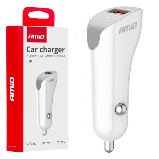 Încărcător auto USB-A 2.1A AMIO-03873 Încărcător auto USB-A 2.1A AMIO-03873