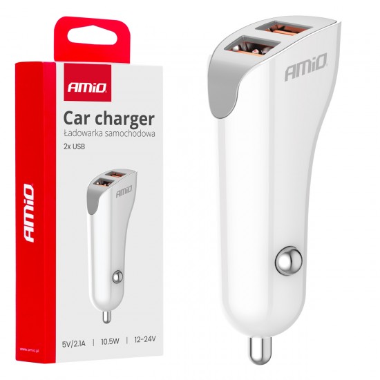 Încărcător auto 2x USB-A 2.1A AMIO-03874 Încărcător auto 2x USB-A 2.1A AMIO-03874