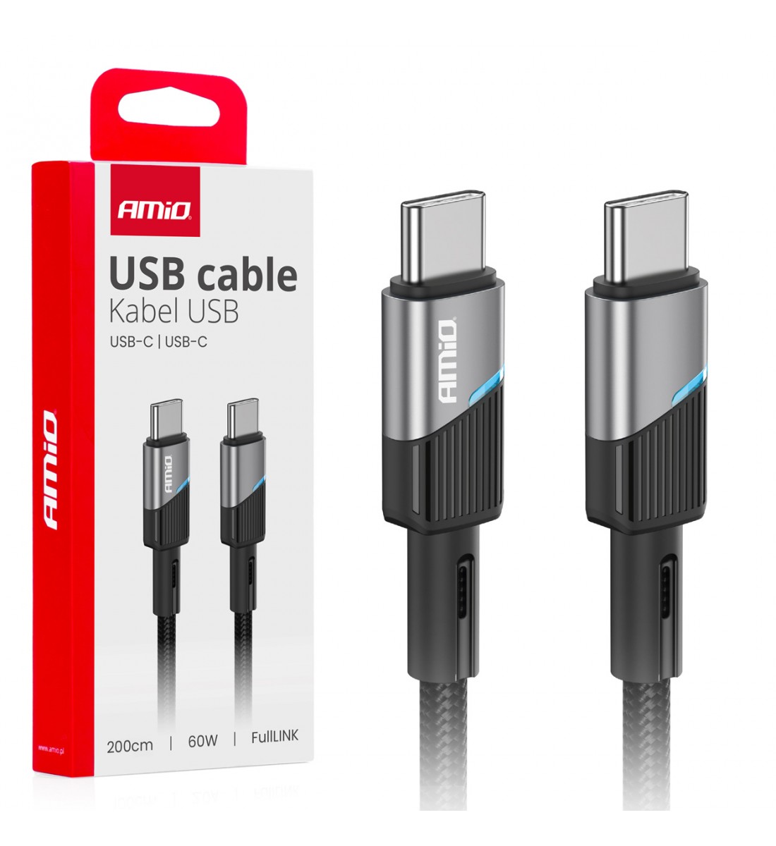 Cablu de încărcare USB-C 60W 200cm FullLINK AMIO-03927