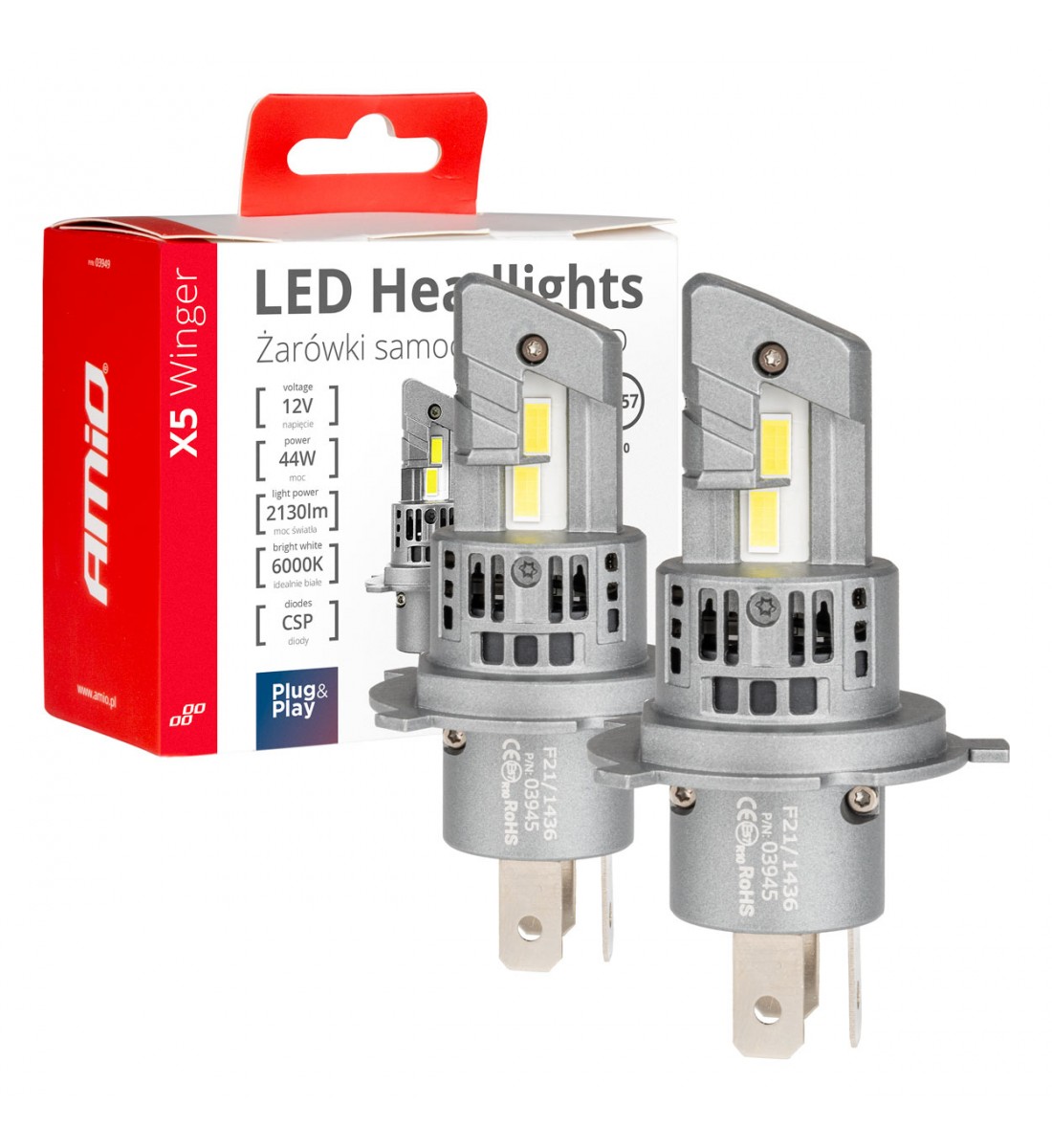 Set becuri LED seria X5 WINGER H4 6000K max 44W AMIO-03945 - AutoParadoxSystem.ro Produs - Set becuri LED seria X5 WINGER H4 6000K max 44W AMIO-03945 - AutoParadoxSystem.ro