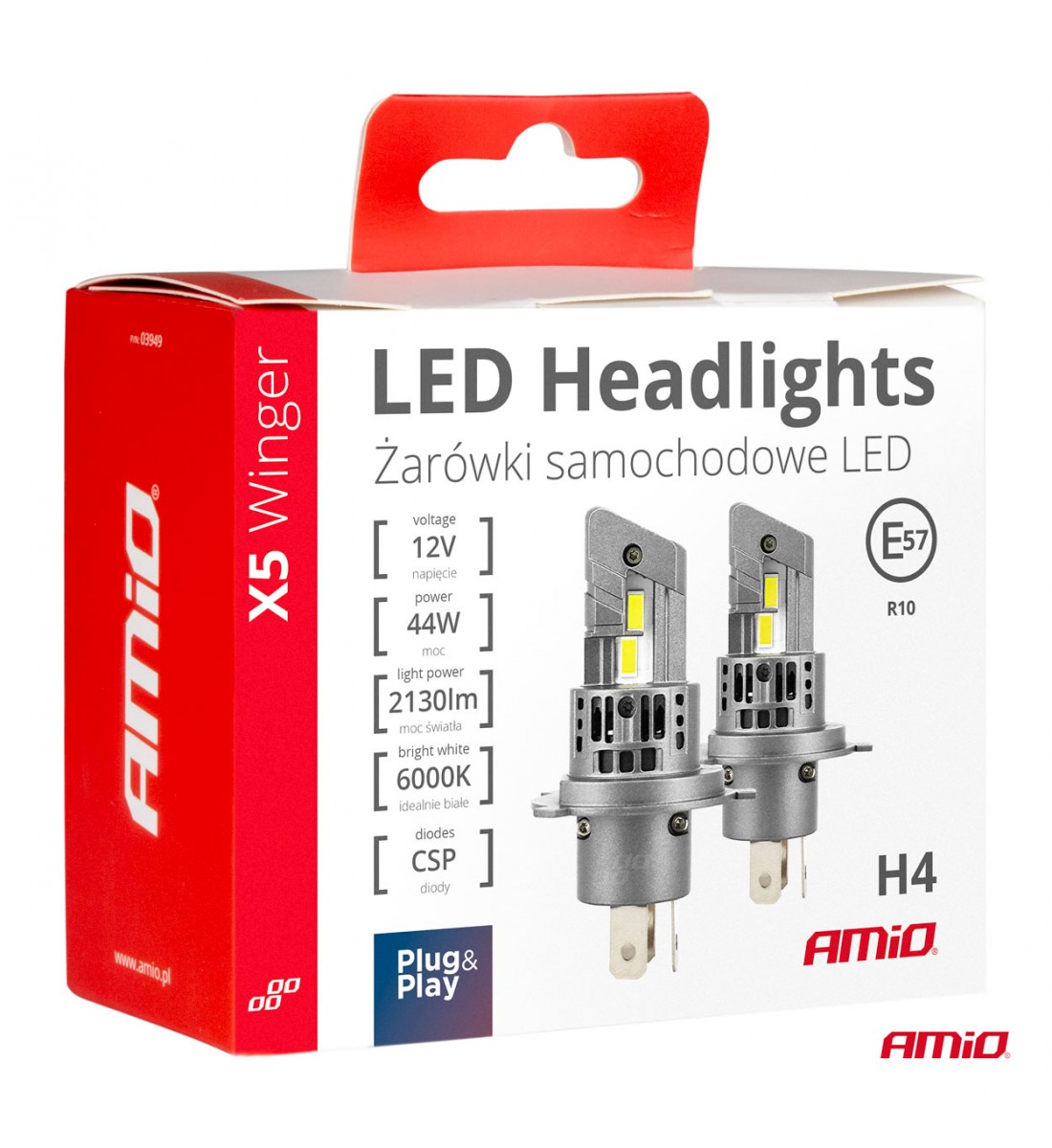 Set becuri LED seria X5 WINGER H4 6000K max 44W AMIO-03945 - AutoParadoxSystem.ro Produs - Set becuri LED seria X5 WINGER H4 6000K max 44W AMIO-03945 - AutoParadoxSystem.ro