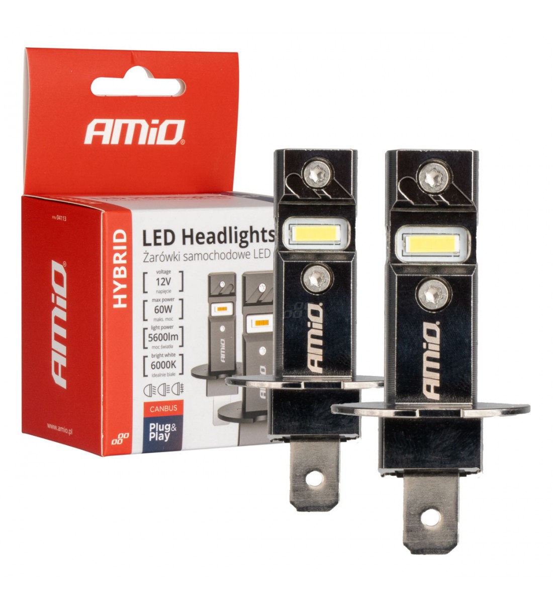 Set becuri cu LED seria hibride H3 6000K Canbus 60W AMIO-04113 - AutoParadoxSystem.ro Produs - Set becuri cu LED seria hibride H3 6000K Canbus 60W AMIO-04113 - AutoParadoxSystem.ro