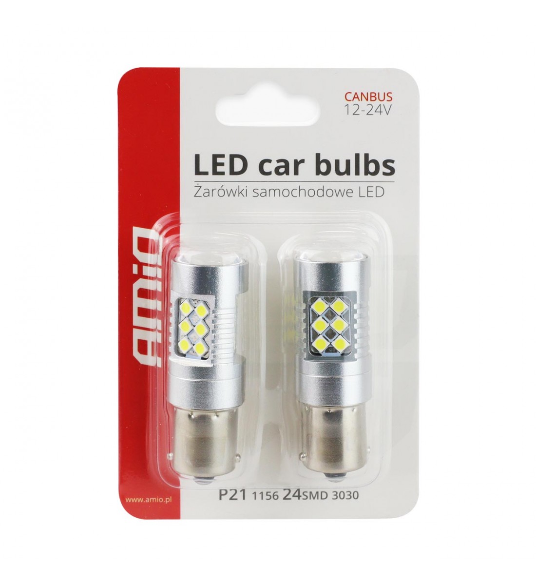 Set 2 Becuri auto  CANBUS, 1156, 24 SMD, 12/24V, alb