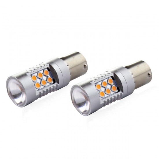 Set 2 Becuri auto CANBUS 3030 24SMD 1156 BAU15S PY21W Orange 12V/24V Set 2 Becuri auto CANBUS 3030 24SMD 1156 BAU15S PY21W Orange 12V/24V