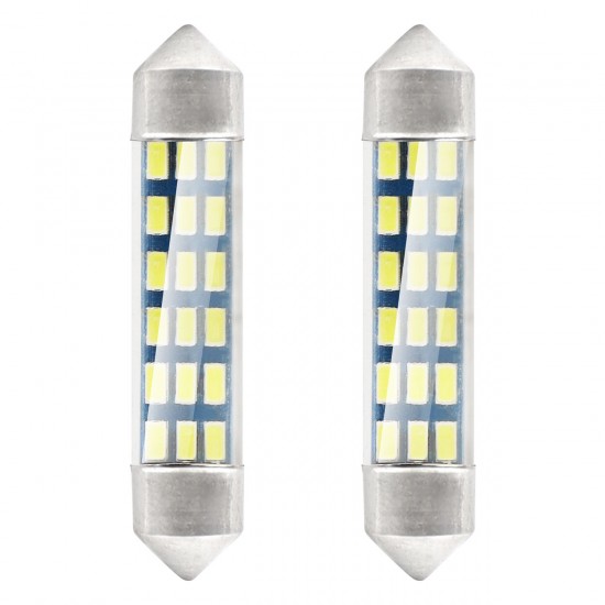 Set 2 becuri auto C5W/ Sofit, Standard 3014, 18 SMD, 41 mm, 12V, culoare alb Set 2 becuri auto C5W/ Sofit, Standard 3014, 18 SMD, 41 mm, 12V, culoare alb