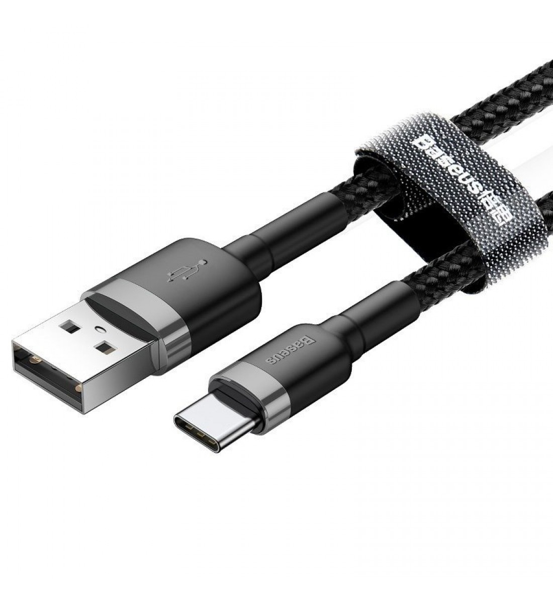 Cablu, USB la USB-C, Baseus Cafule, 2A, 3m, gri-negru