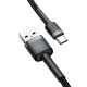 Cablu, USB la USB-C, Baseus Cafule, 2A, 3m, gri-negru