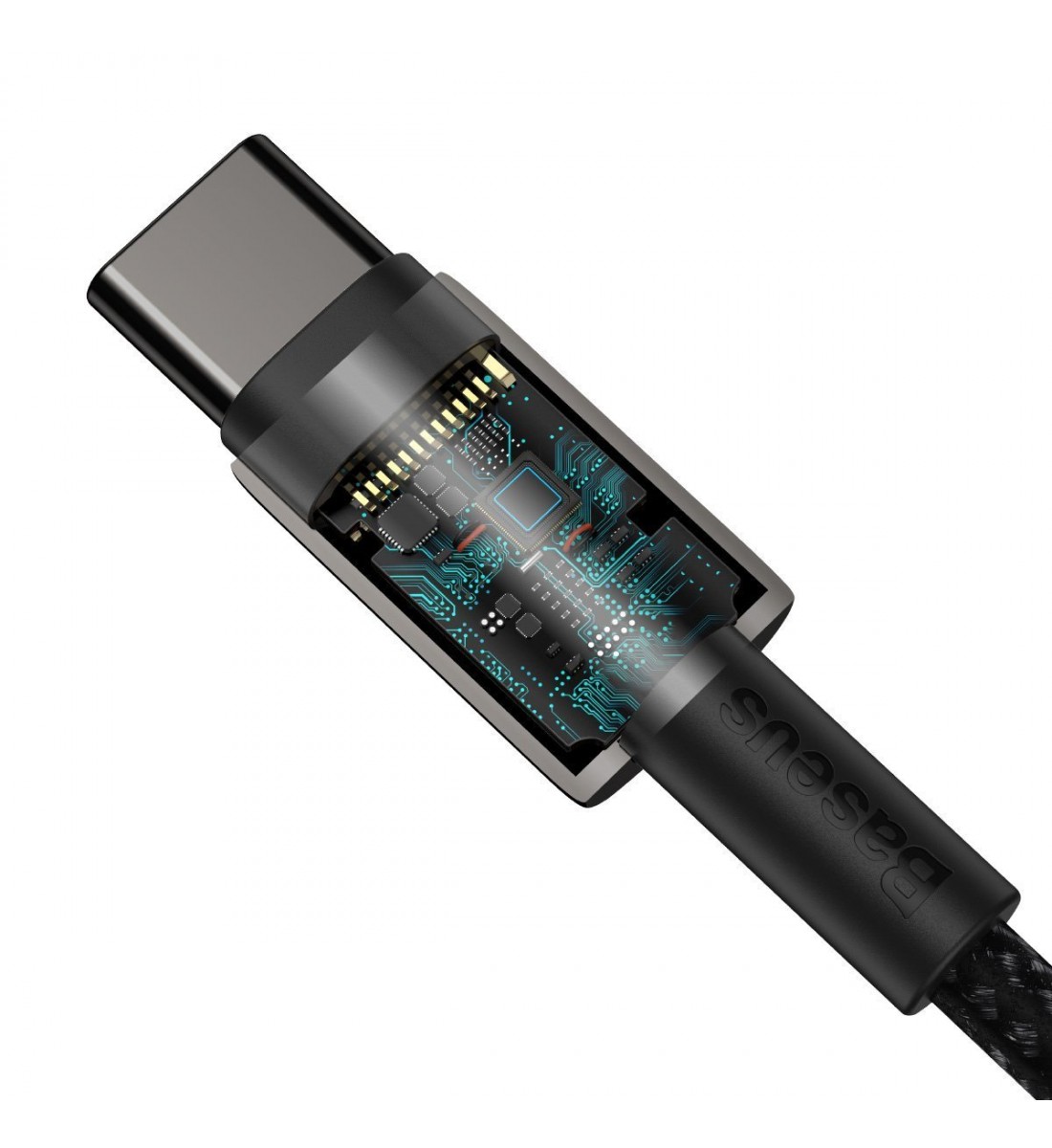 Cablu USB-C la USB-C Baseus Baseus Tungsten Gold, 100W, 1m negru