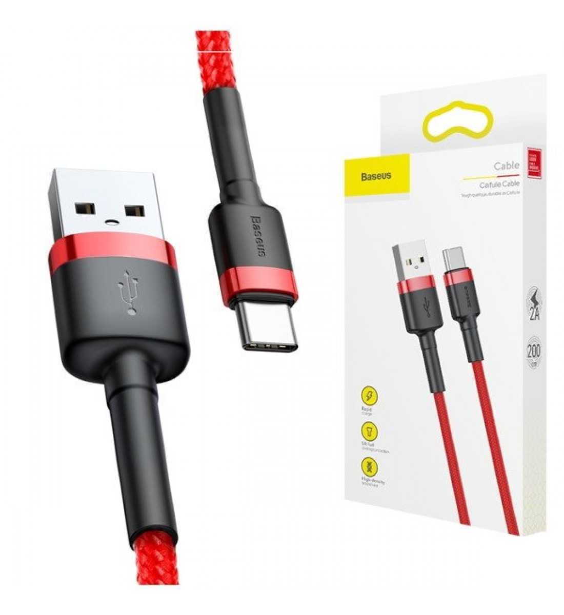 Cablu, USB la USB-C, 1.5A lungime 1m, roșu