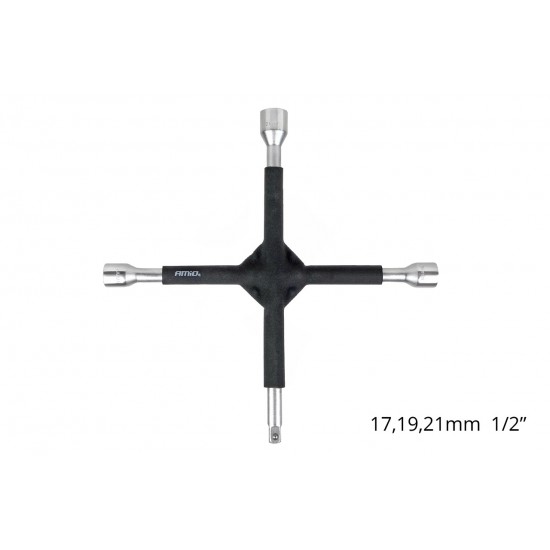 Cheie in cruce, cauciucată, 17-19-21mm, 1/2"