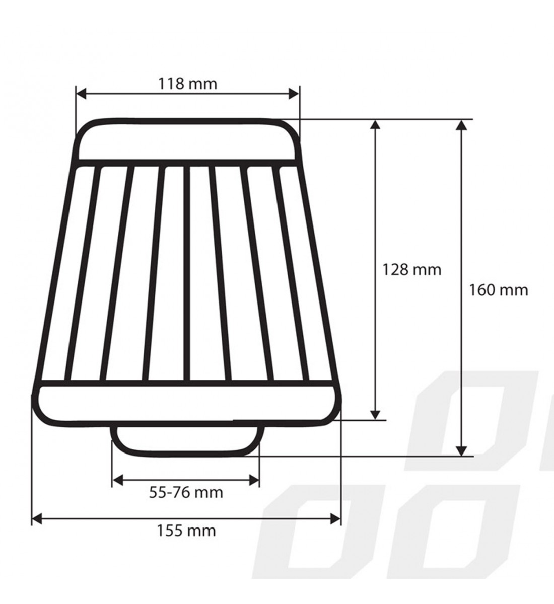 Filtru de aer, conic, CARBON + 3 adaptoare