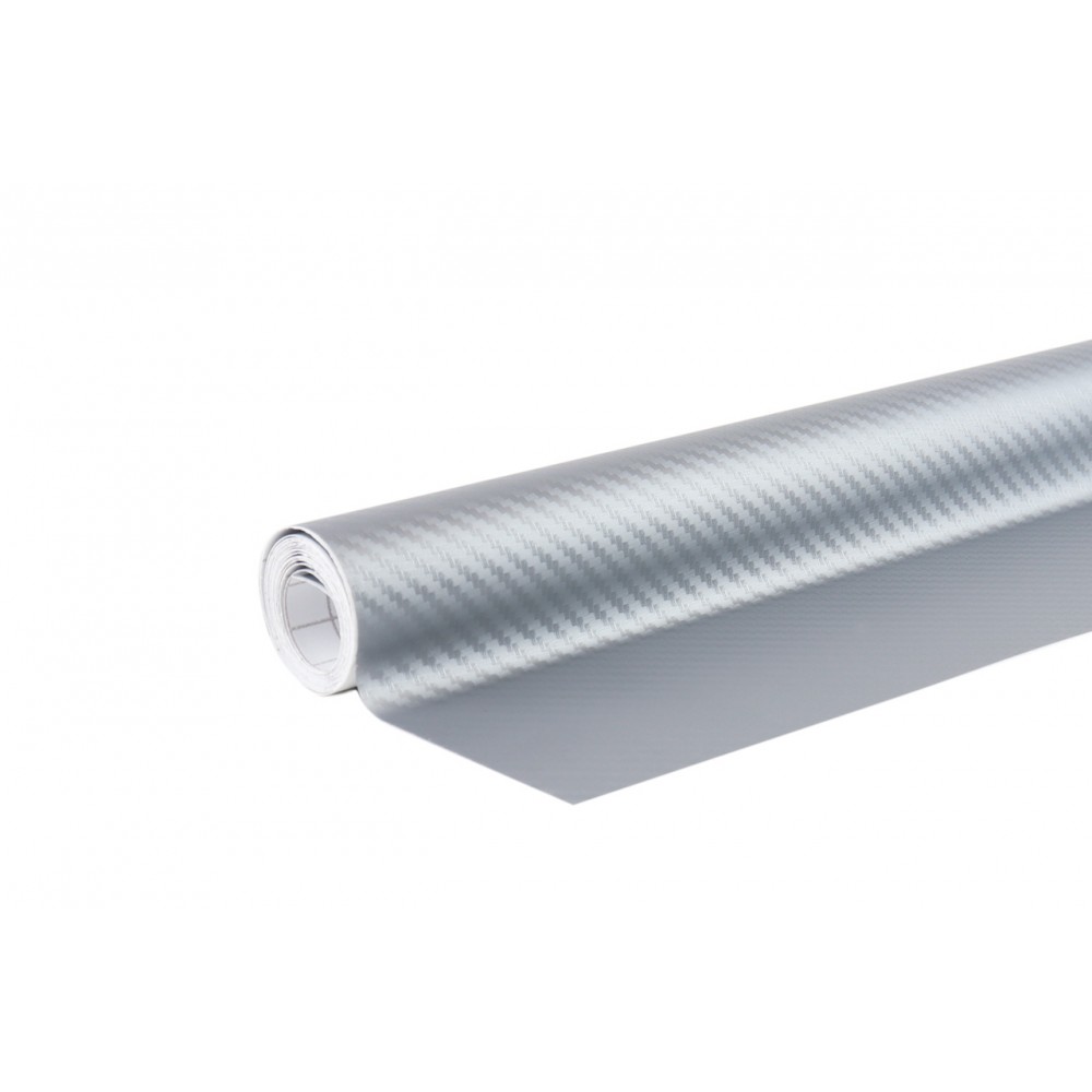 Folie auto, carbon, 3D, argintie, 30cm x 150cm