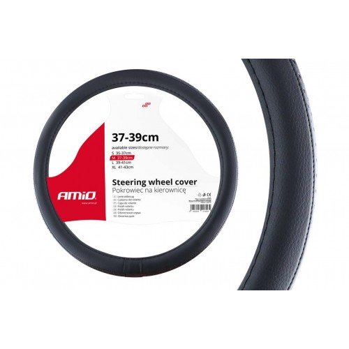 Husă volan, M, 37-39 cm, textura laterala, neagra