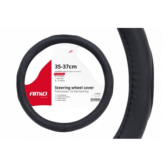 Husă volan, perforatii, S, 35-37 cm, neagra