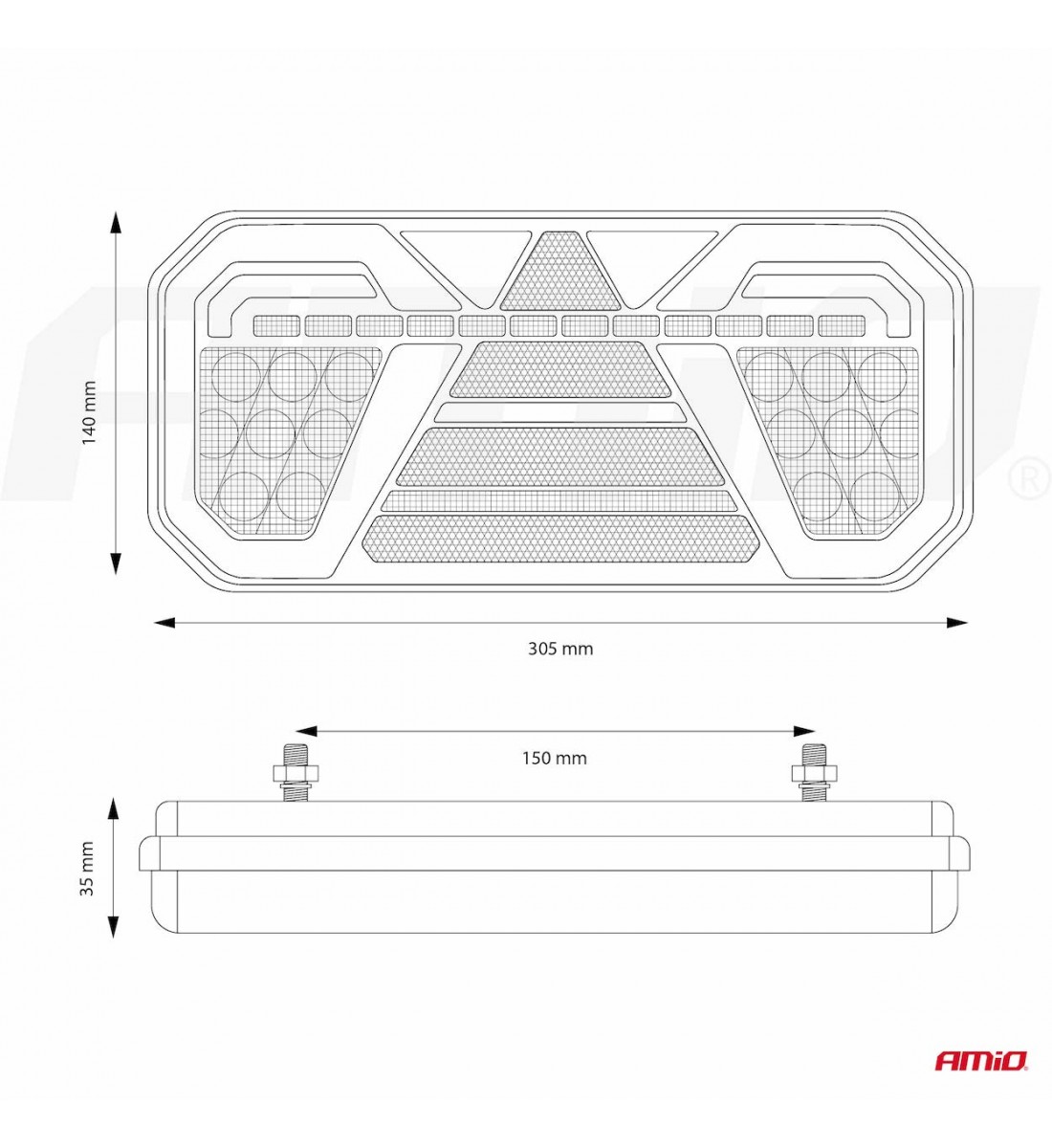 Lampă spate, combinată, cu LED, AMiO, RCL-04-L, dinamică stânga