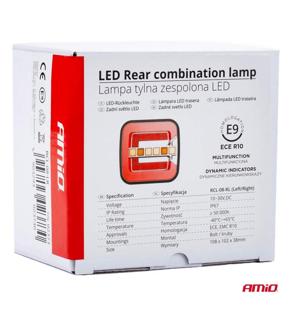 Lampă spate, cu LED, AMiO, RCL-08-LR, dinamică stânga/dreapta