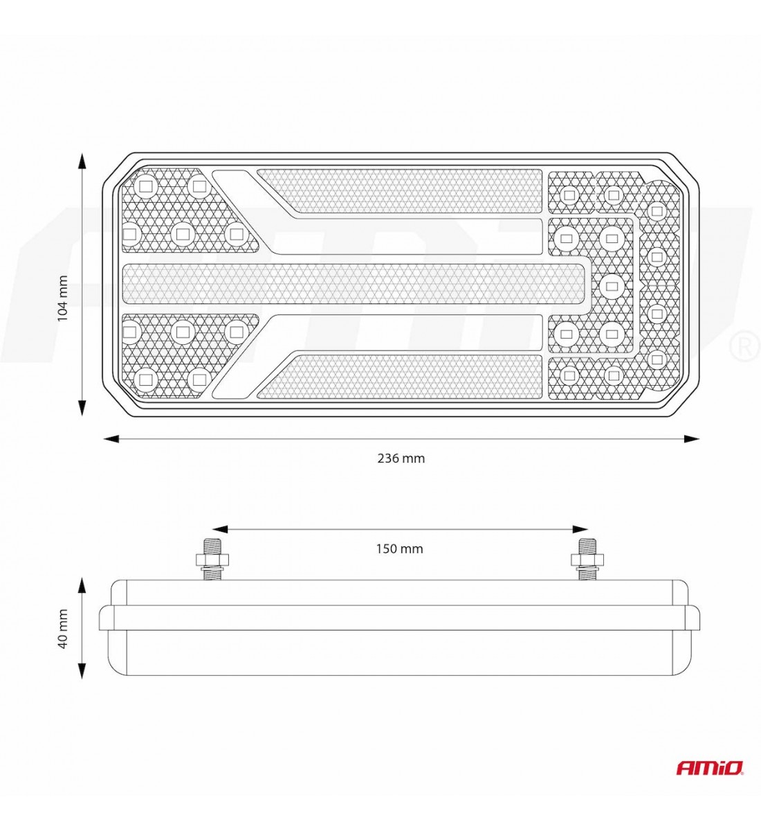 Lampă spate cu LED AMiO RCL-01-L dinamică, partea stângă