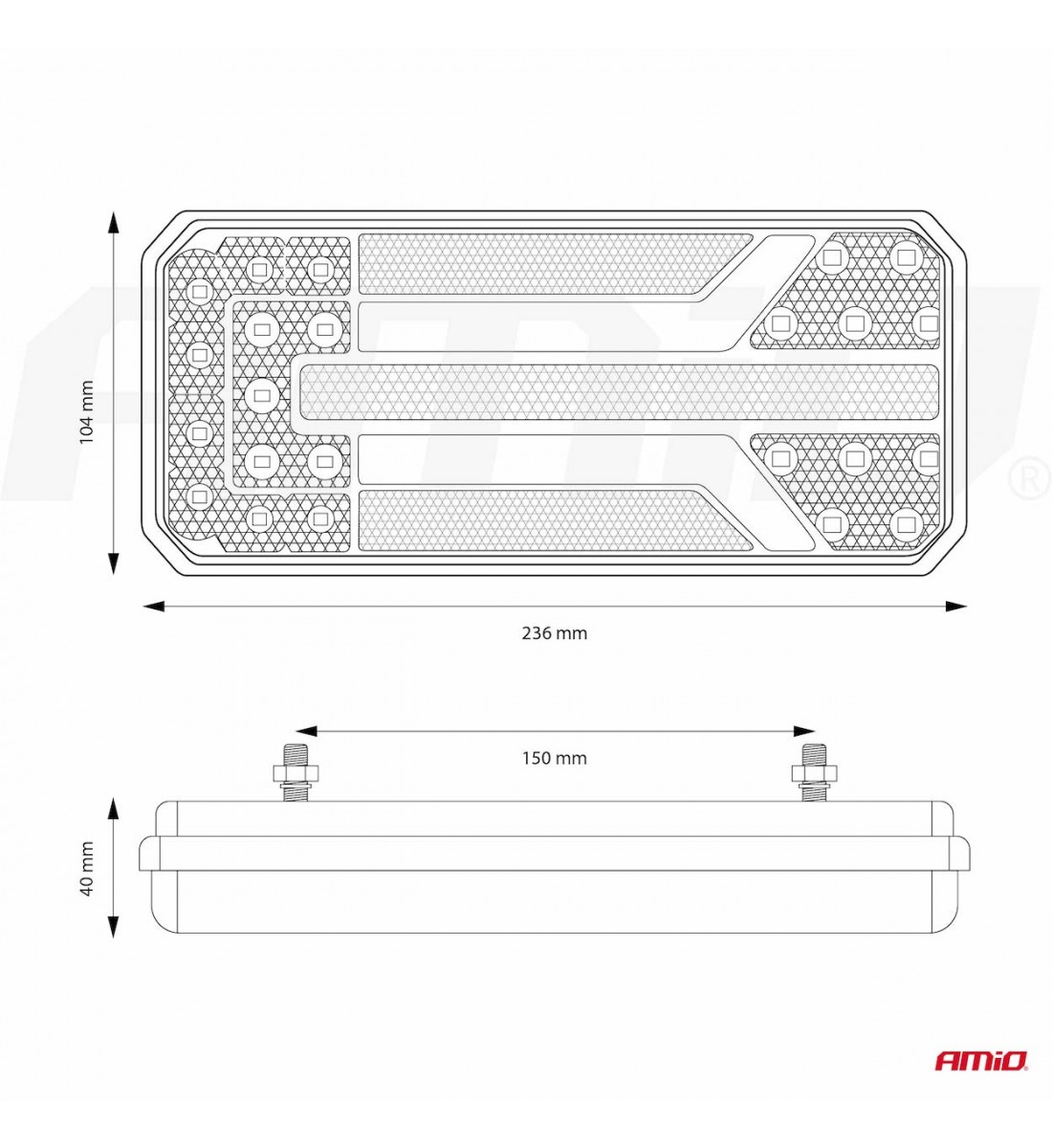 Lampă spate, cu LED, AMiO, RCL-01-R, dinamică, dreapta