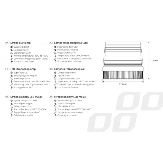 Lampă stroboscopică, girofar, magnetica, AMiO, 24V, LED