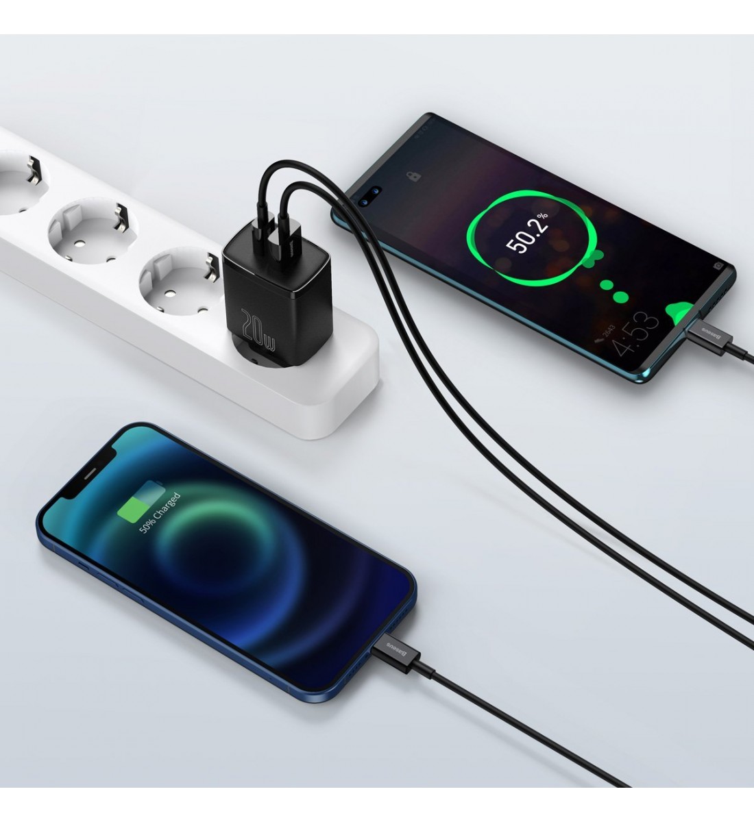 Priză de alimentare, Baseus Compact Quick Charger, USB, USB-C, 20W negru