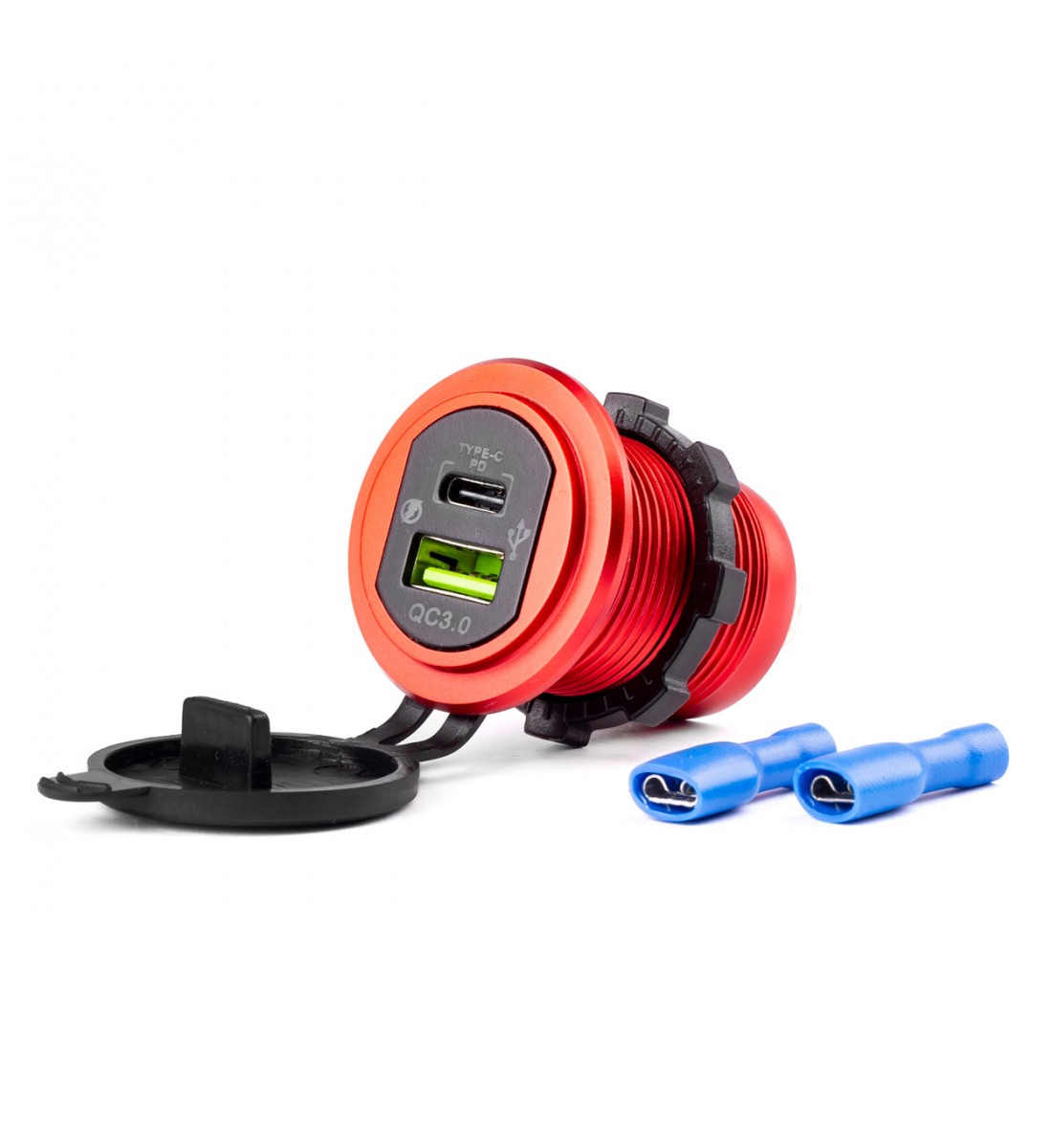 Priză de alimentare, rezistent la apa, USB+USB-C 12/24V Priză de alimentare, rezistent la apa, USB+USB-C 12/24V