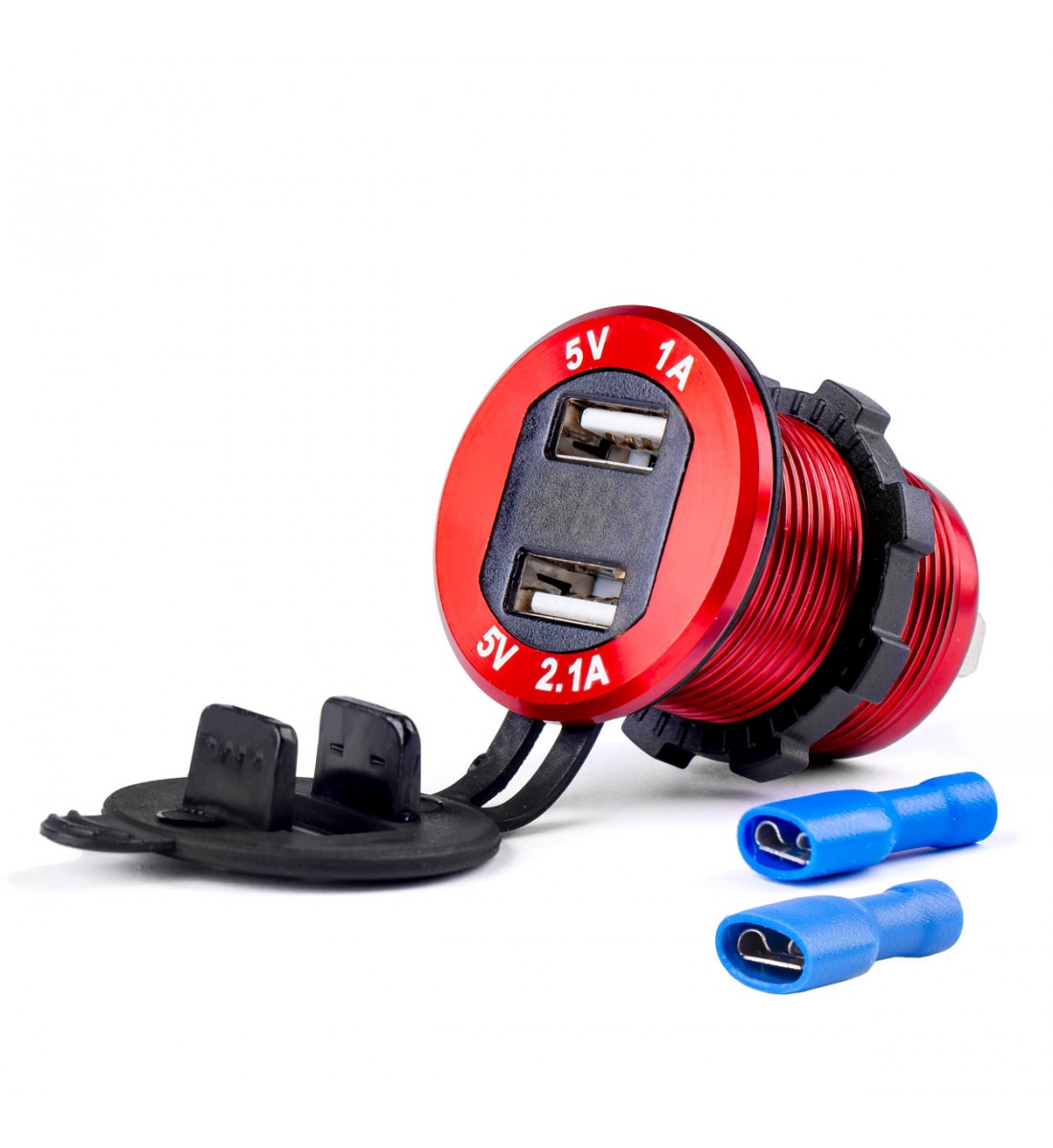 Priză de alimentare, rezistenta la apa cu tester de tensiune 2xUSB 12/24V Priză de alimentare, rezistenta la apa cu tester de tensiune 2xUSB 12/24V