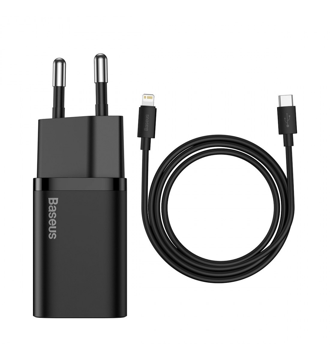 Priză de alimentare, USB-C, Baseus Super Si Quick Charger, cablu Lightning, 100 cm, negru