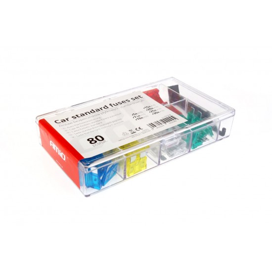 Siguranțe auto mixte, standard, cutie, 80 buc Siguranțe auto mixte, standard, cutie, 80 buc