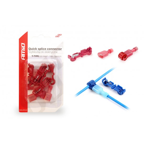 Conectori electrici rapizi, tip T 0,5-1mm2, 10A, 5 buc