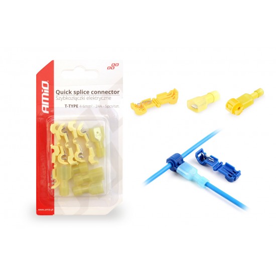 Conectori rapizi electrici, tip T 4-6mm, 24A, 5 buc