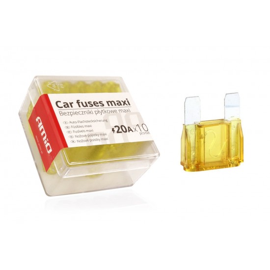 Siguranțe auto, MAXI, cutie, 10 buc, 20A Siguranțe auto, MAXI, cutie, 10 buc, 20A