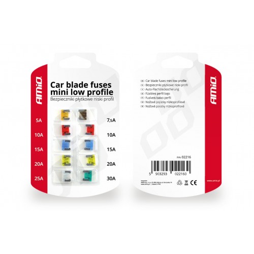 Siguranțe auto ingropate, profil redus, 10 buc