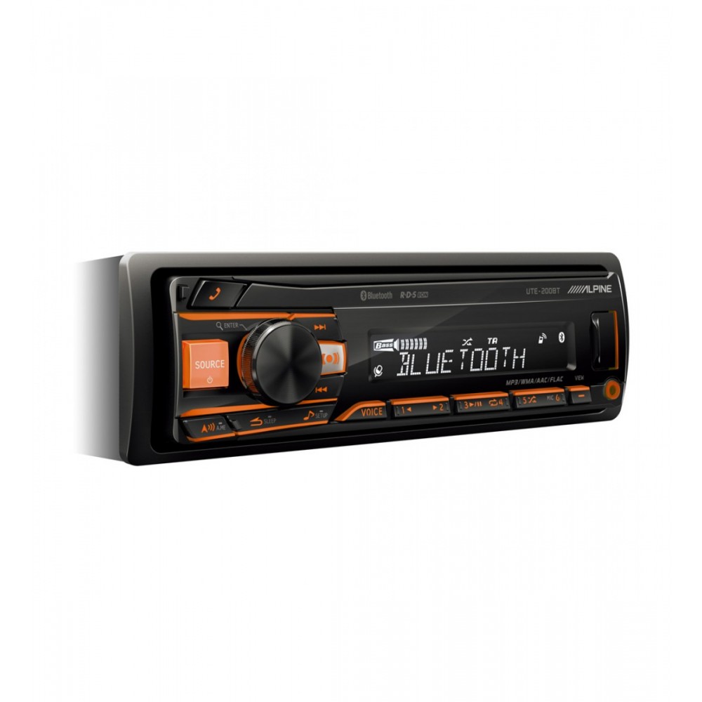 Alpine UTE-200BT – Media Receiver 1DIN cu USB, Bluetooth și Iluminare Multicolor