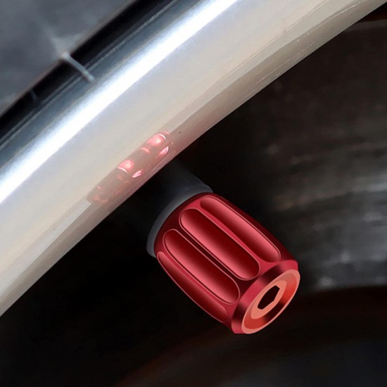 Set capacele valva auto, striații, universale, anti furt, roșii Set capacele valva auto, striații, universale, anti furt, roșii