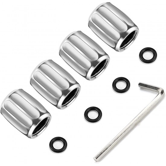 Set capacele valva auto, striații, universale, anti furt, argintii Set capacele valva auto, striații, universale, anti furt, argintii