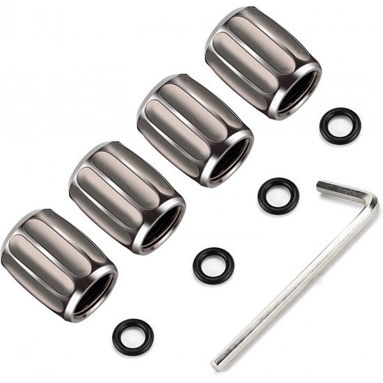 Set capacele valva auto, striații, universale, anti furt, negre Set capacele valva auto, striații, universale, anti furt, negre