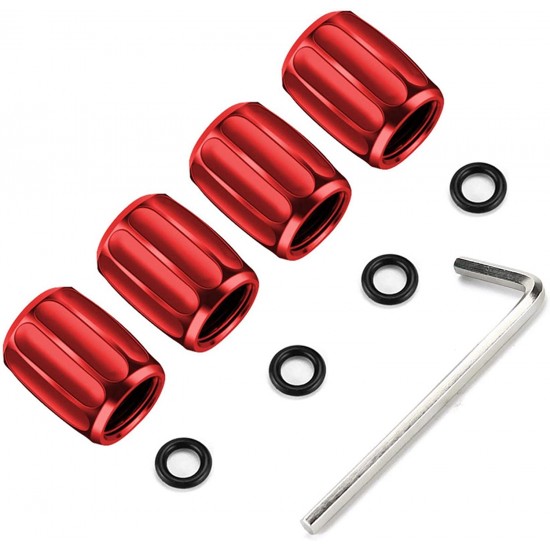Set capacele valva auto, striații, universale, anti furt, roșii Set capacele valva auto, striații, universale, anti furt, roșii